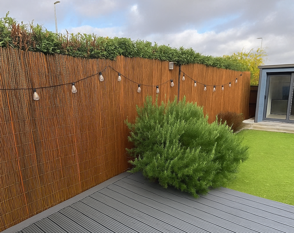 Flexible roll of willow fencing shown unwrapped—perfect for buyers looking where to buy natural garden fencing.